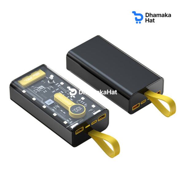 20,000mAh Transparent PD 66W Fast Charging Power Bank with LED Night Light