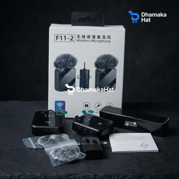 F11-2 Wireless Collar Microphone with 3-in-1 Universal Receiver